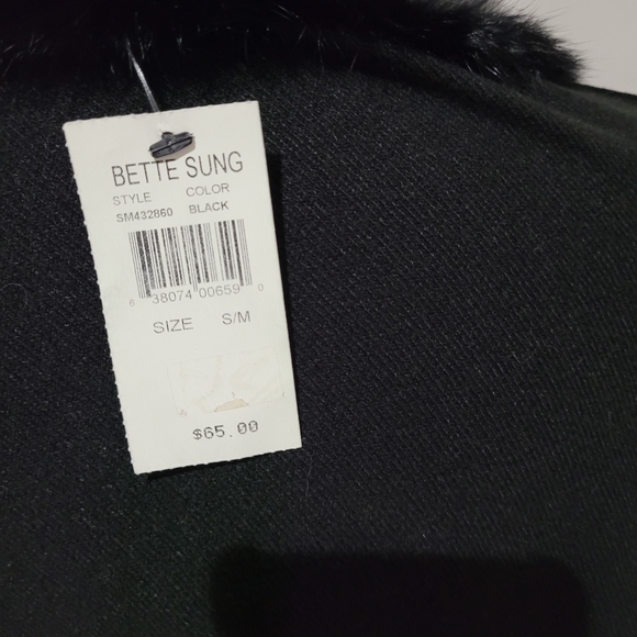 NWT Vintage BETTE SUNG faux fur lined poncho S/M - Picture 3 of 8